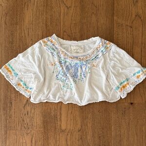 We The Free White Crop Top with Multicolor Medium